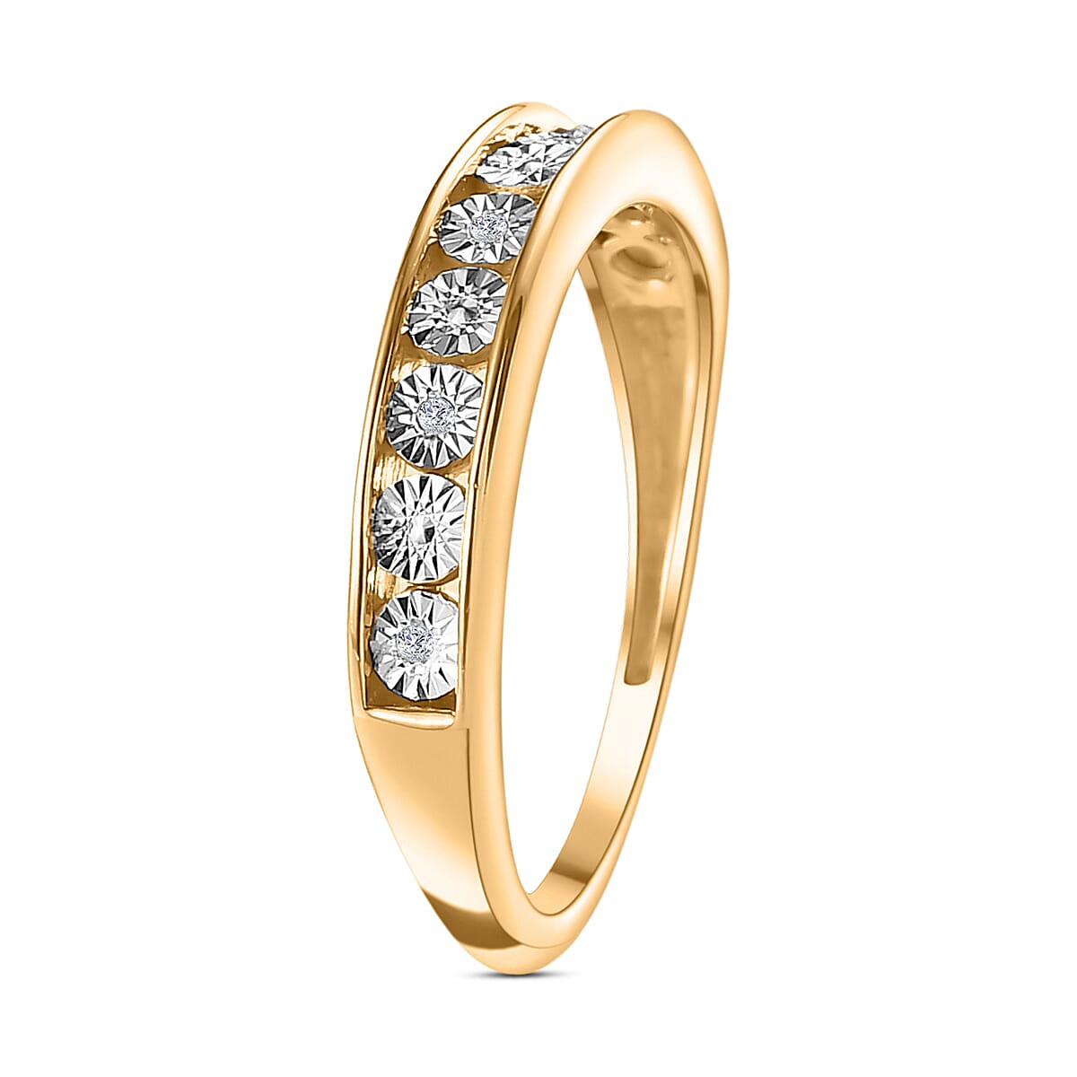 Diamond Half Eternity Band Ring in 18K Yellow Gold Vermeil Plated Sterling Silver 7665147 6