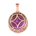 14K Rose Gold AAA Patroke Kunzite (Rd 12.33 mm) & Diamond Pendant 12.07 Ct.