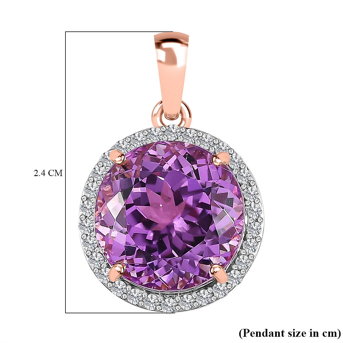 14K Rose Gold AAA Patroke Kunzite, White Diamond Halo Pendant 12.07 ct, Gold Wt. 2.64 Gms, 12.070 Ct. 7665222 5
