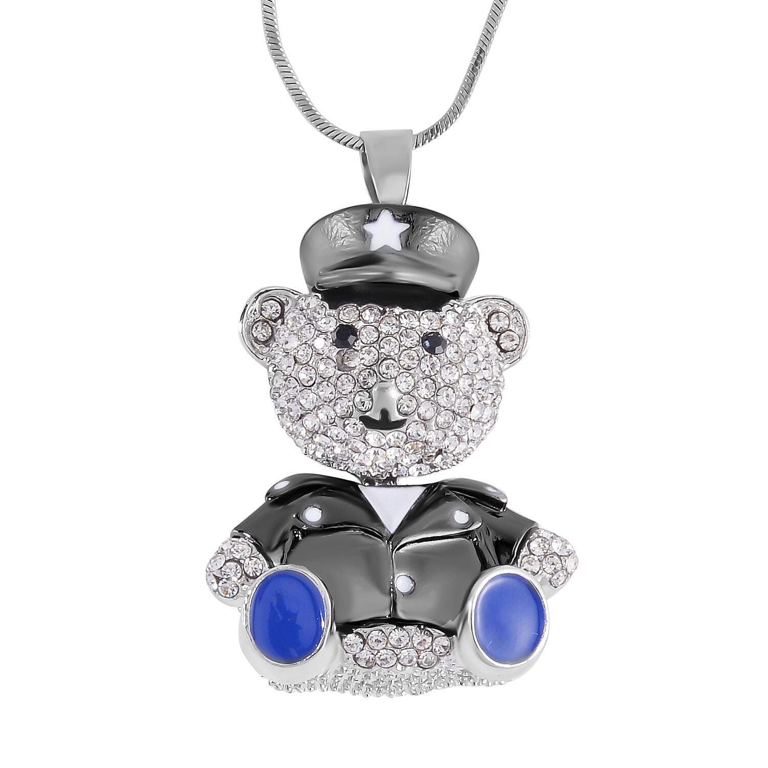 Black &amp; White Austrian Crystal Enamelled Teddy Necklace (Size - 28) 7665739 0