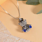 Black & White Austrian Crystal Enamelled Teddy Necklace (Size - 28)