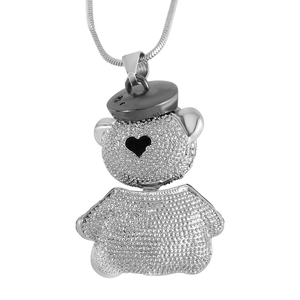 Black & White Austrian Crystal Enamelled Teddy Necklace (Size - 28)