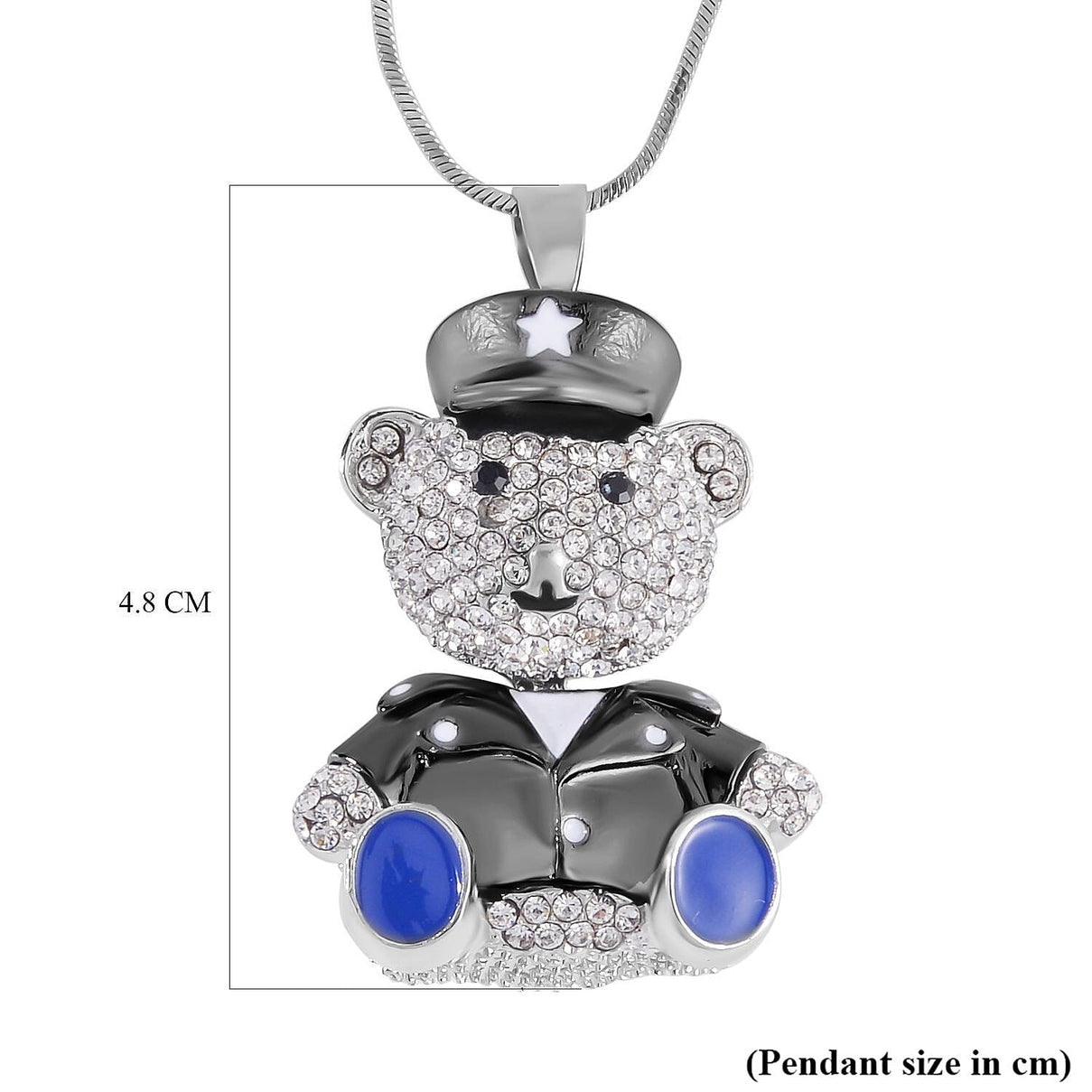 Black &amp; White Austrian Crystal Enamelled Teddy Necklace (Size - 28) 7665739 7
