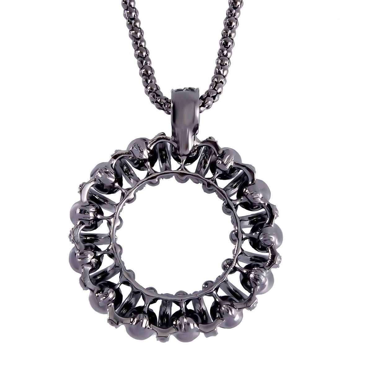 Green Austrian Crystal Circle Necklace (Size - 28) in Black Tone 7665806 4