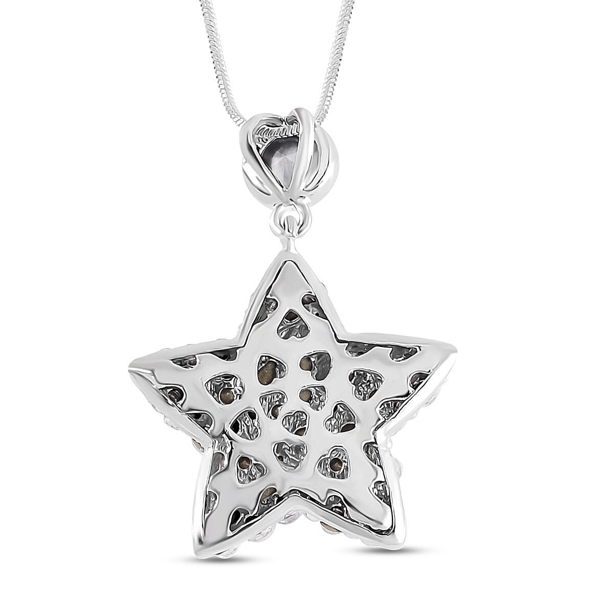 Austrian White Crystal Star Necklace (Size - 28) in Silver Tone 7666444 4