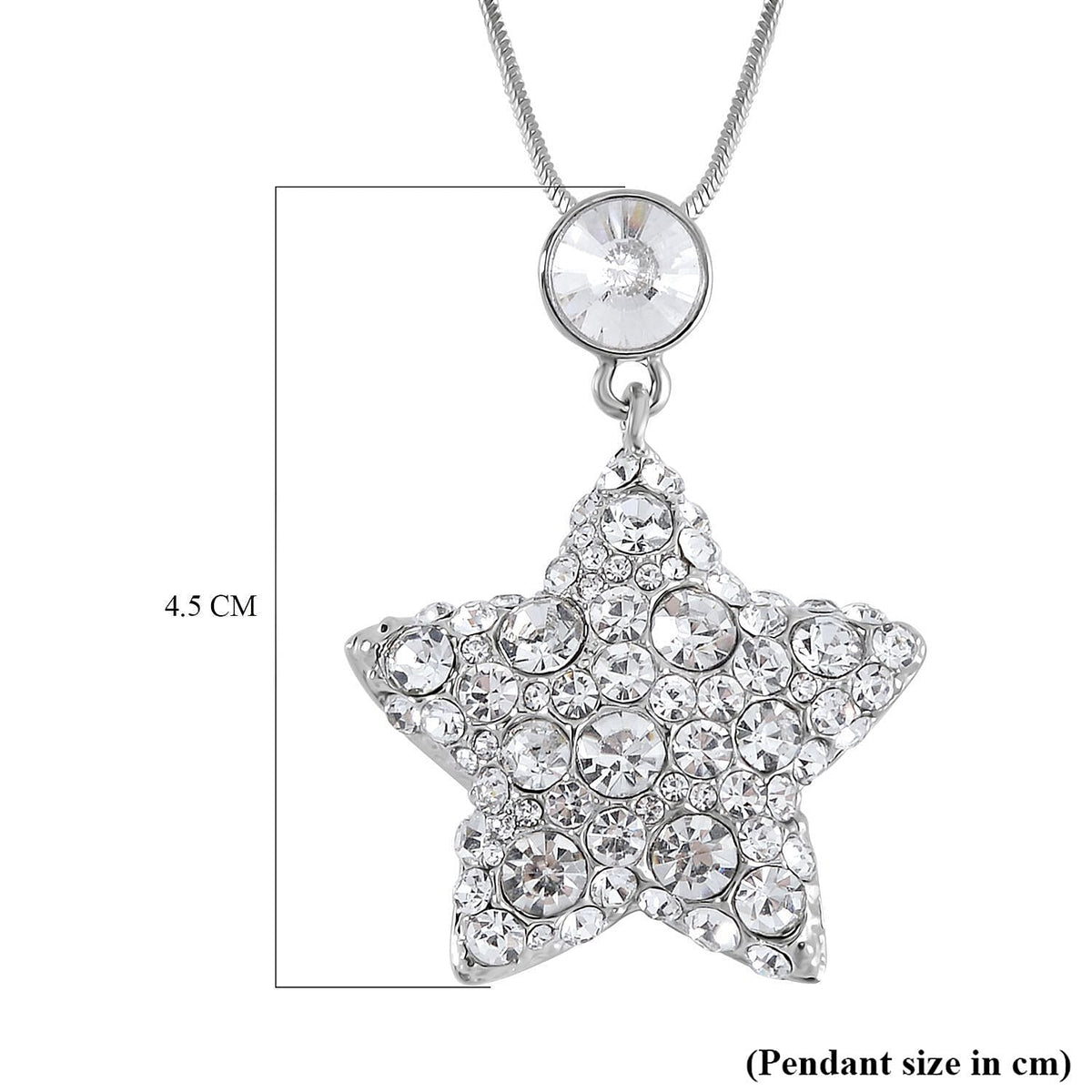 Austrian White Crystal Star Necklace (Size - 28) in Silver Tone 7666444 7