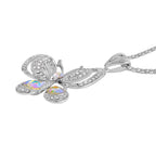 Simulated Mystic White Crystal & Austrian White Crystal Butterfly Necklace (Size - 28)