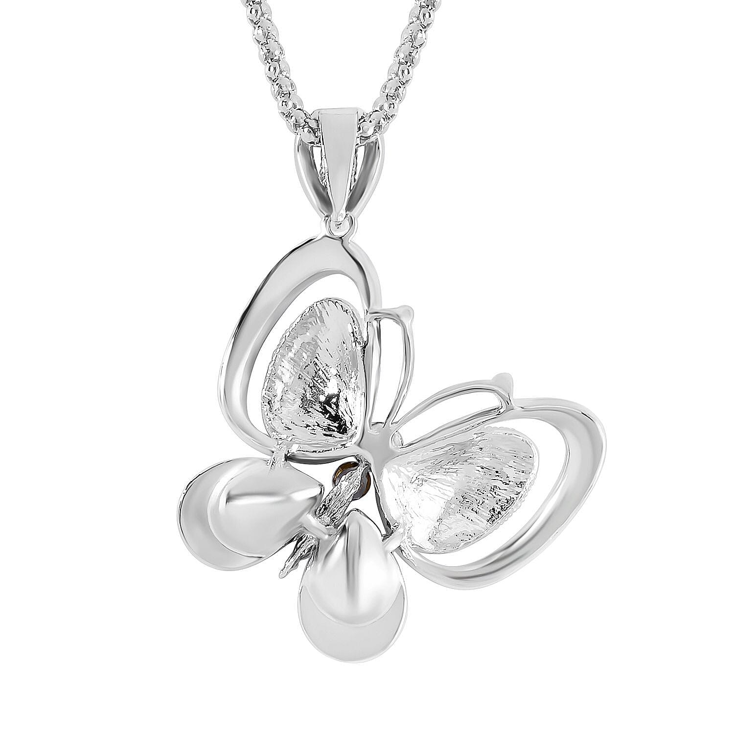 Simulated Mystic White Crystal &amp; Austrian White Crystal Butterfly Necklace (Size - 28) 7666479 4