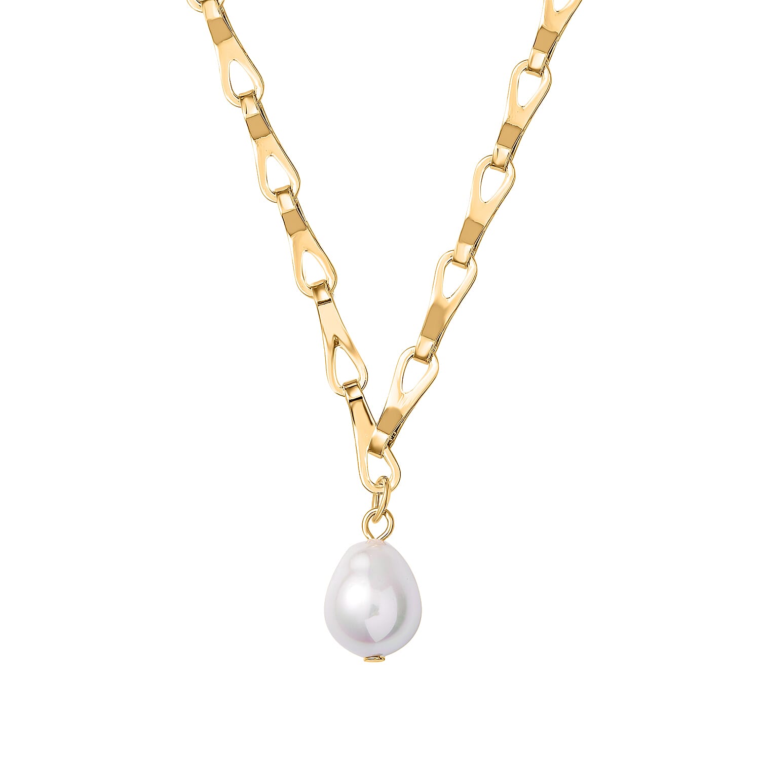 Designer Inspired - White Baroque Shape Shell Pearl Necklace (Size - 20) 7667432 0