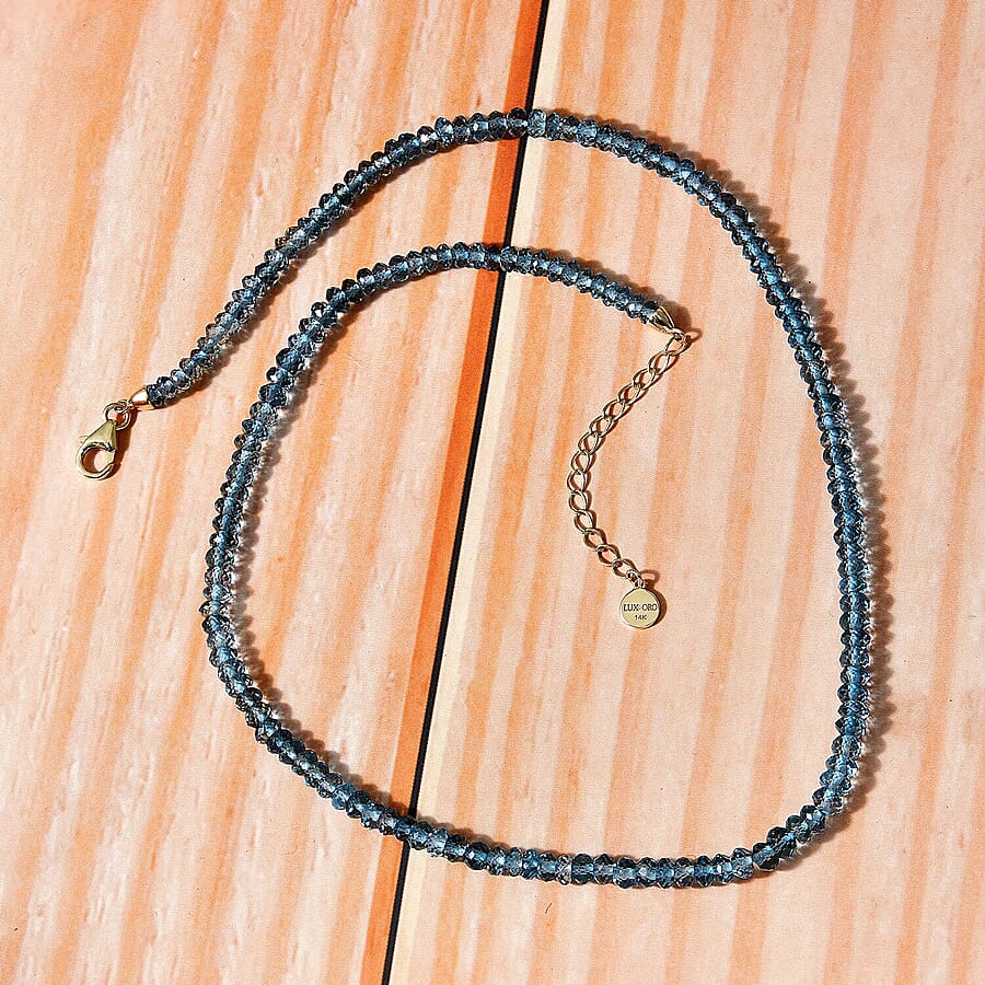 14K Yellow Gold AAA London Blue Topaz Bead Necklace (Size - 18) with Lobster Clasp 89.91 Ct. 7669790 6