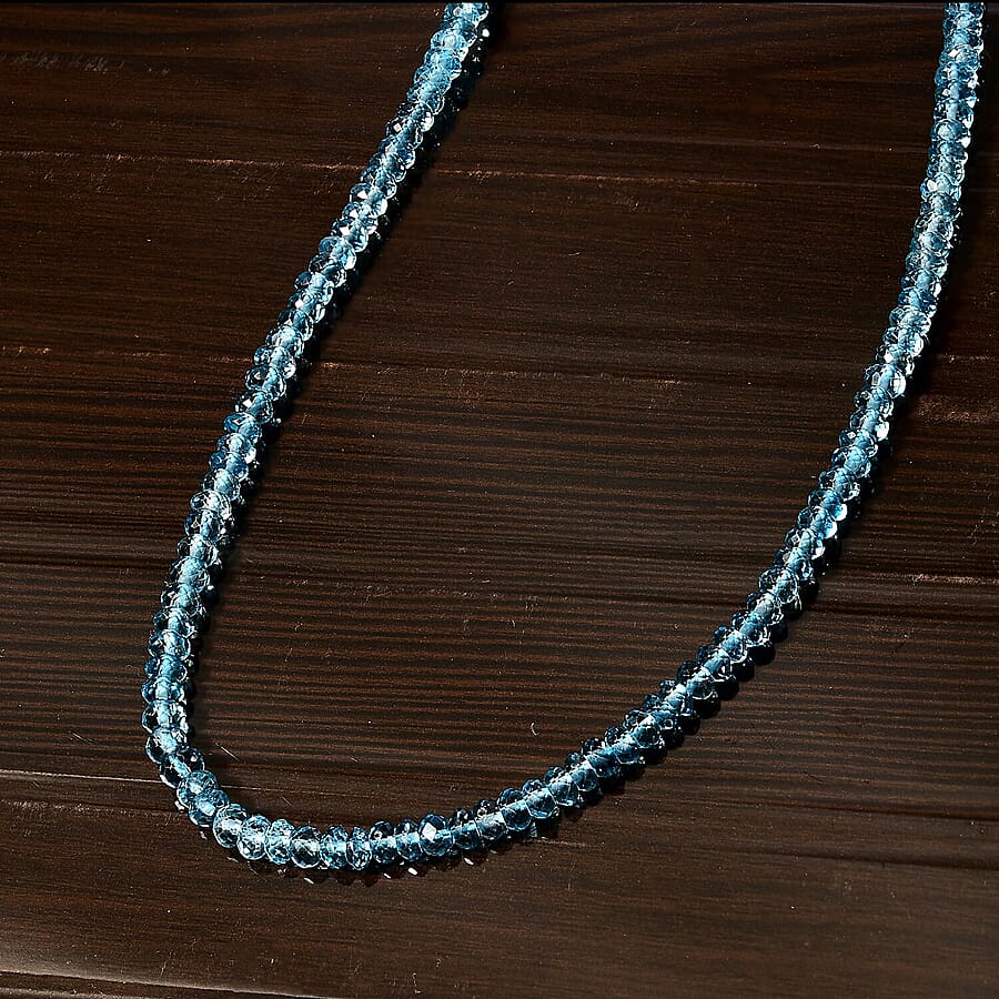 14K Yellow Gold AAA London Blue Topaz Bead Necklace (Size - 18) with Lobster Clasp 89.91 Ct. 7669790 8