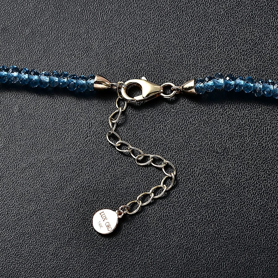 14K Yellow Gold AAA London Blue Topaz Bead Necklace (Size - 18) with Lobster Clasp 89.91 Ct. 7669790 9