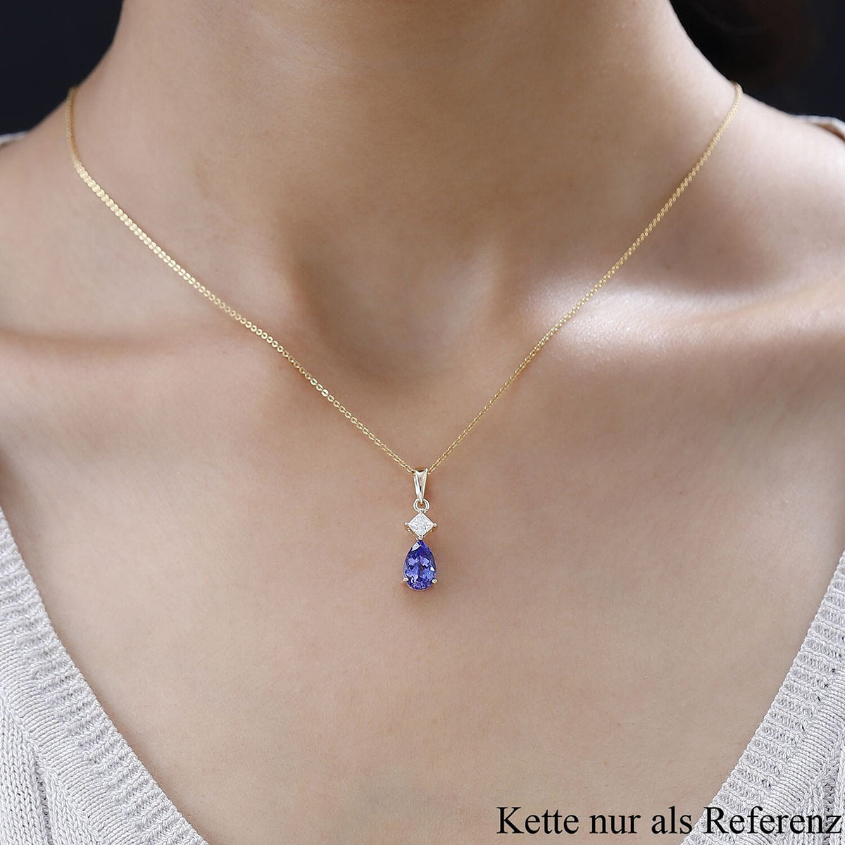 Premium Tanzanite and Moissanite Solitaire Pendant in 9K Yellow Gold 7670528 2
