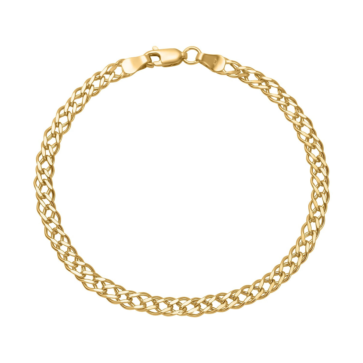 9K Yellow Gold Diamond Cut Double Curb Bracelet (Size - 7.5) 7672136 0