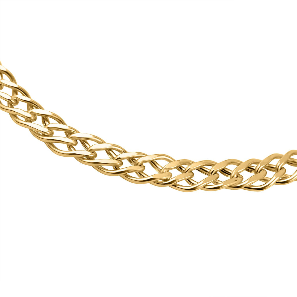 9K Yellow Gold Diamond Cut Double Curb Bracelet (Size - 7.5)