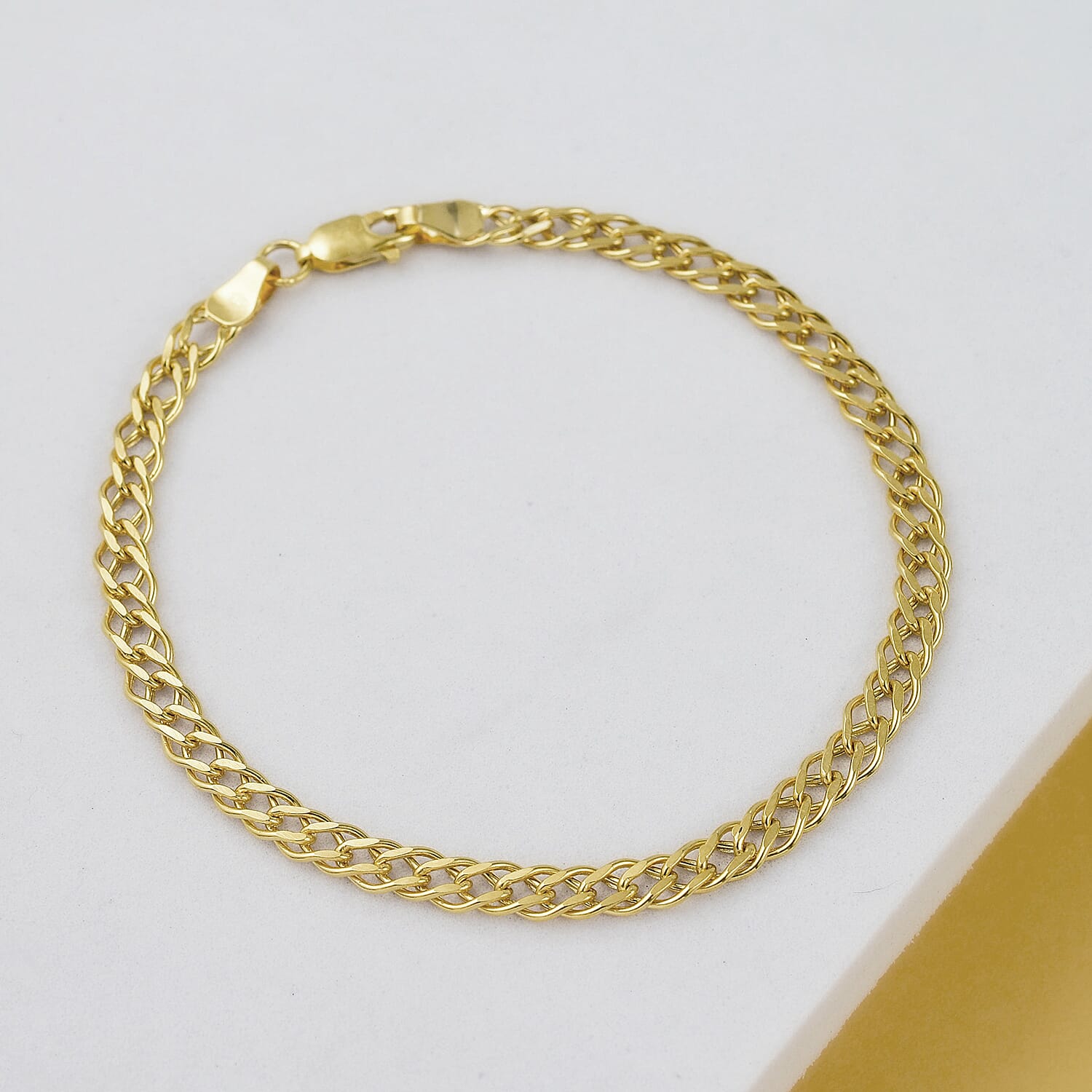 9K Yellow Gold Double Flat Curb Bracelet (Size - 7.5), Gold Wt. 3.70 Gms 7672139 1