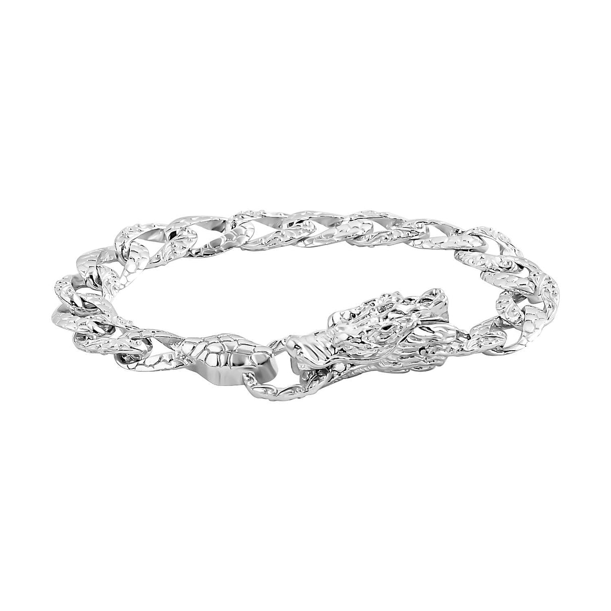 Royal Bali Collection - Sterling Silver Dragon Curb Chain Bracelet (Size - 7.5), Silver Wt. 29.28 Gms 7672590 0