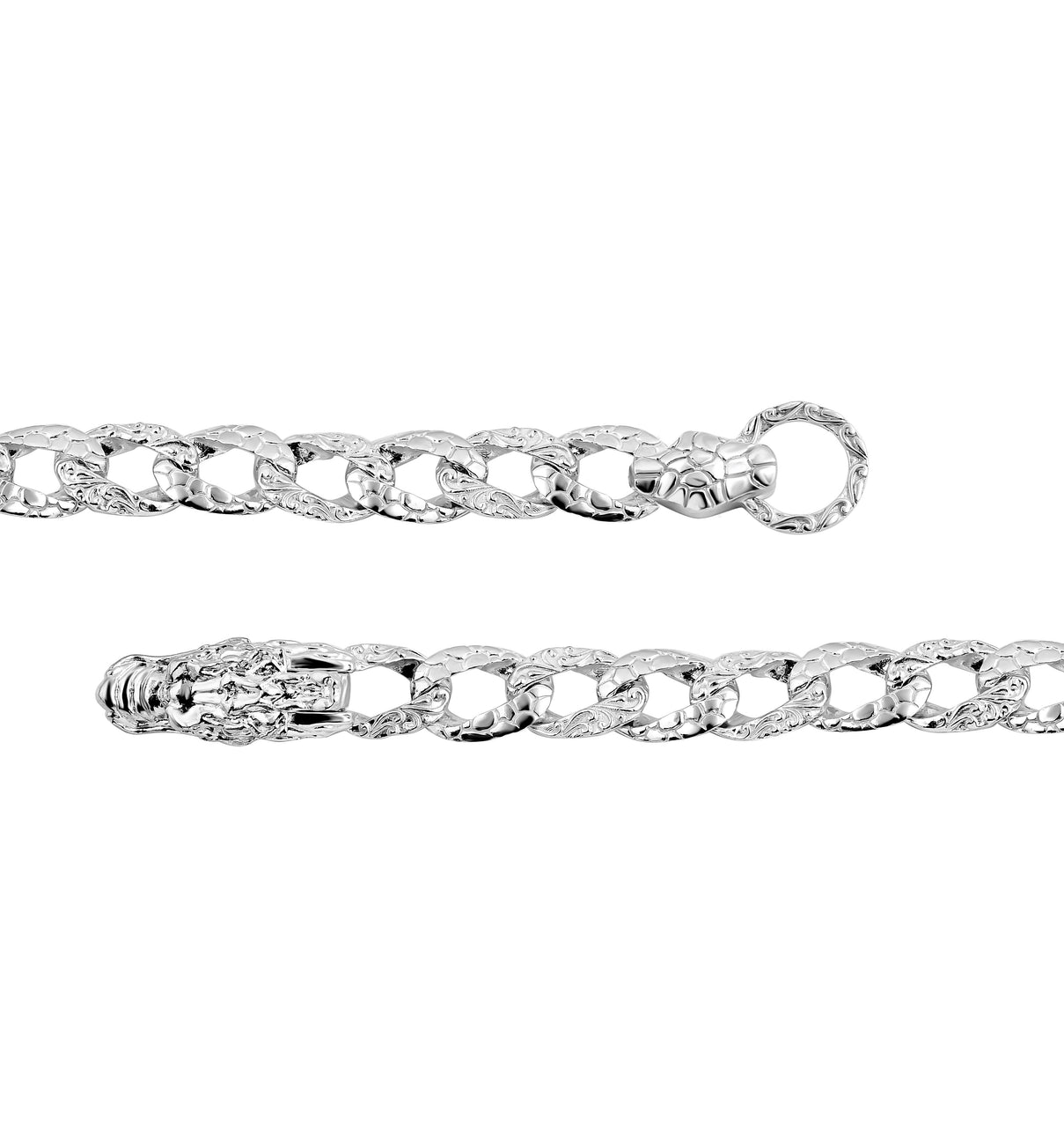 Royal Bali Collection - Sterling Silver Dragon Curb Chain Bracelet (Size - 7.5), Silver Wt. 29.28 Gms 7672590 5