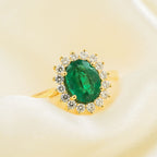 18K Yellow Gold  AAA  Zambian Emerald, White Diamond SI Ring 2.15 ct,  Gold Wt. 4.53 Gms  2.150  Ct.
