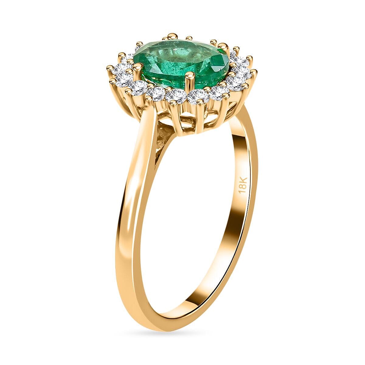 18K Yellow Gold  AAA  Zambian Emerald, White Diamond SI Ring 2.15 ct,  Gold Wt. 4.53 Gms  2.150  Ct. 7672660 3