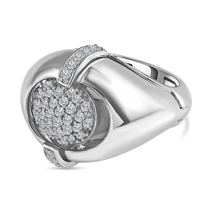 GP Art Deco Collection - Pink Opal &amp; Natural Zircon Ring in Platinum Overlay Sterling Silver 5.54 Ct, Silver Wt 11.00 GM 7672902 1