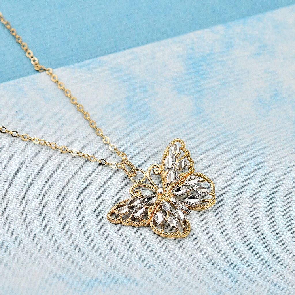 9K Yellow Gold Butterfly Necklace (Size - 20)