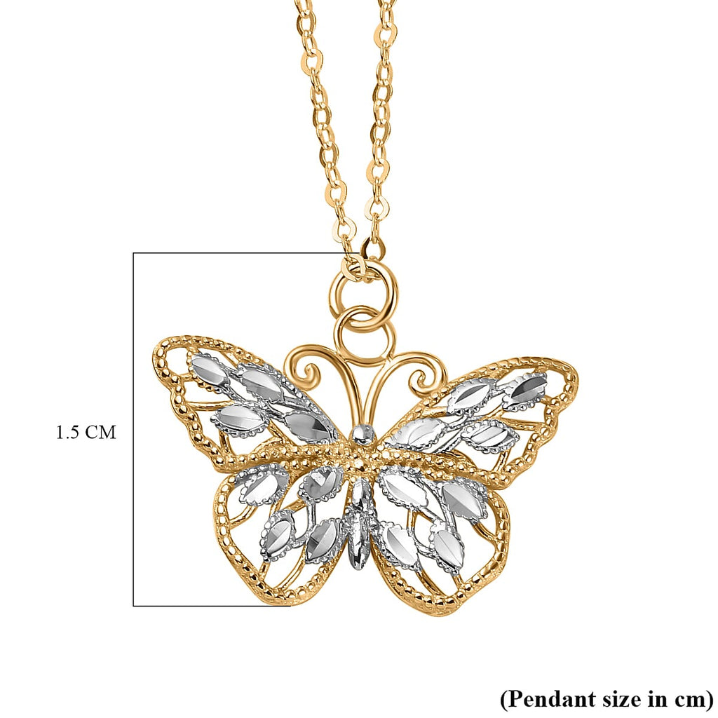 9K Yellow Gold Butterfly Necklace (Size - 20)
