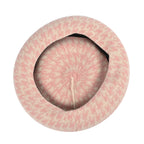 Woollen Houndstooth Pattern Beret Cap - Pink (90% Wool)