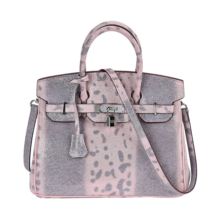 Designer Inspired - 100% Genuine Leather Snakeskin Pattern Crossbody Bag - Pink 7673272 2