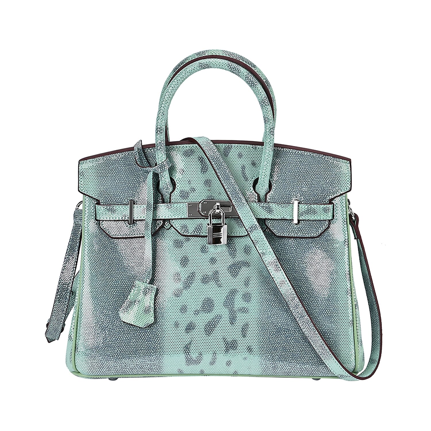 Designer Inspired - 100% Genuine Leather Snakeskin Pattern Crossbody Bag - Green 7673273 8