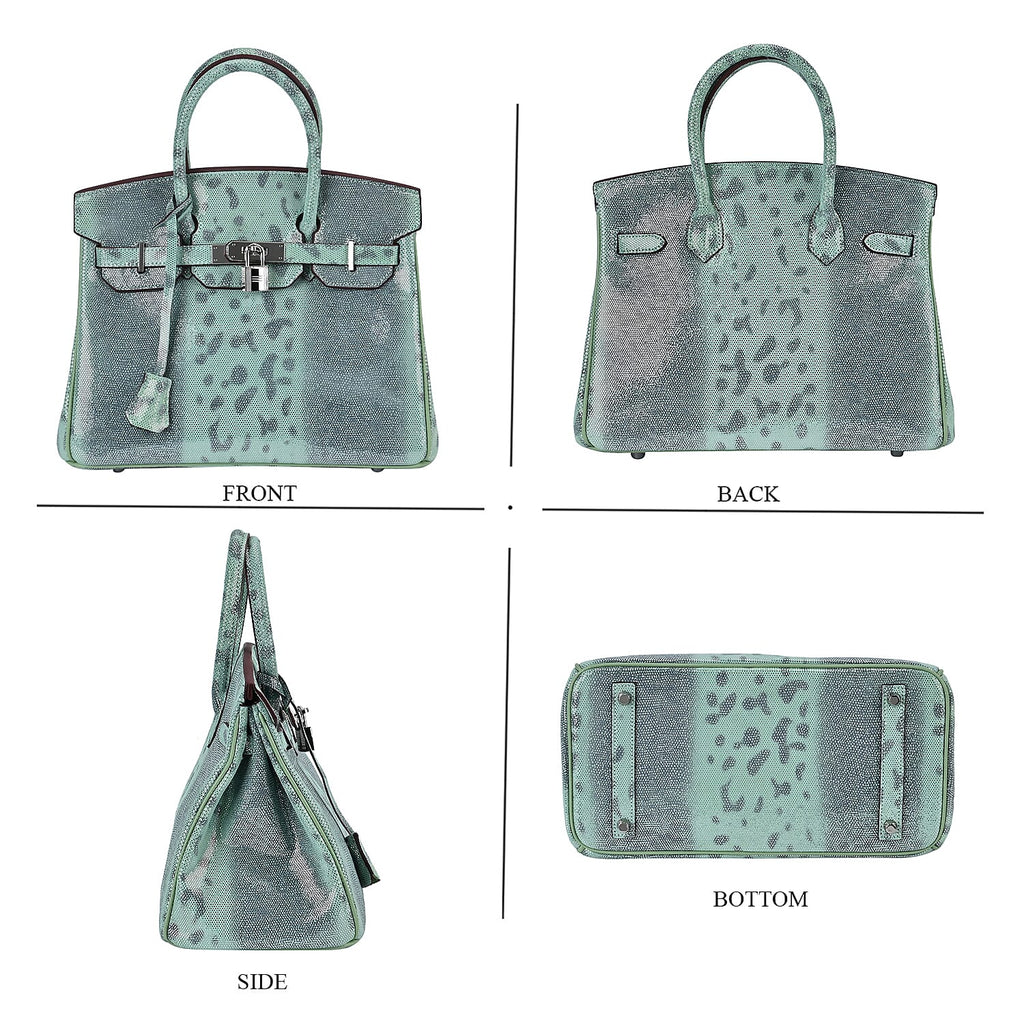 Designer Inspired - 100% Genuine Leather Snakeskin Pattern Crossbody Bag - Green