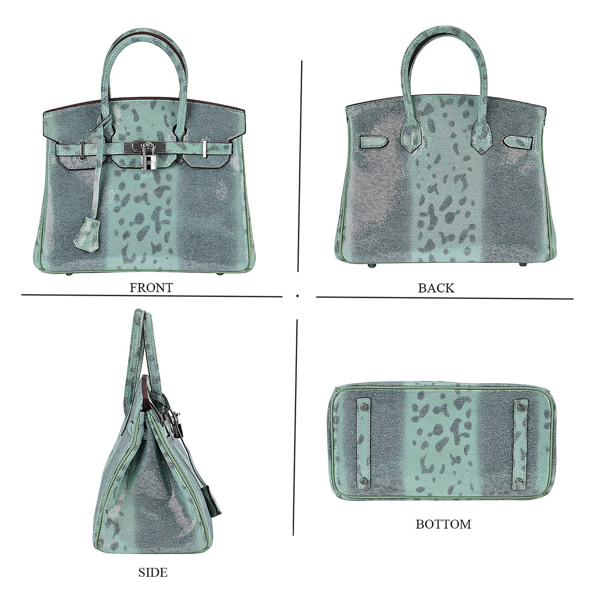 Designer Inspired - 100% Genuine Leather Snakeskin Pattern Crossbody Bag - Green 7673273 11