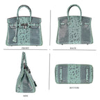 Designer Inspired - 100% Genuine Leather Snakeskin Pattern Crossbody Bag - Green