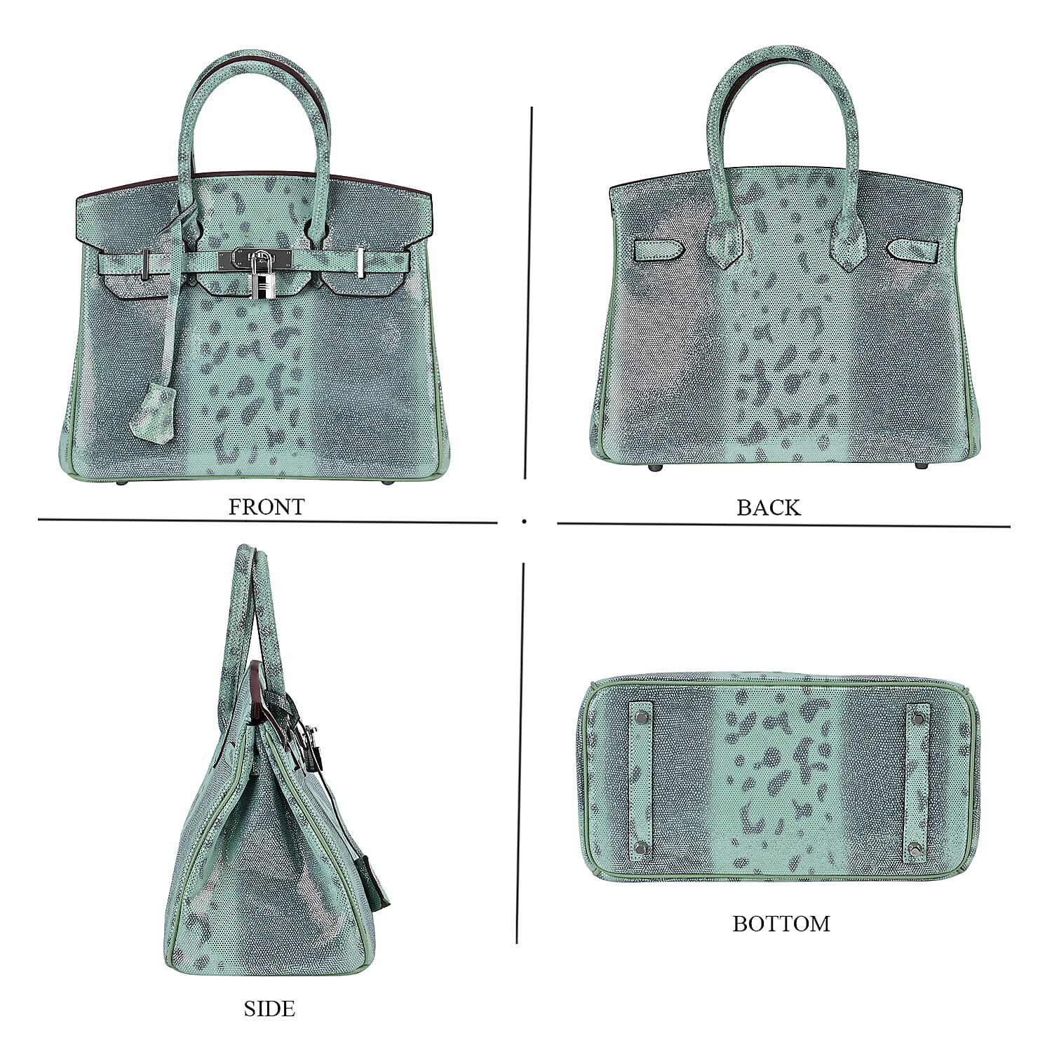 Designer Inspired - 100% Genuine Leather Snakeskin Pattern Crossbody Bag - Green 7673273 11