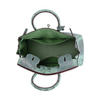 Designer Inspired - 100% Genuine Leather Snakeskin Pattern Crossbody Bag - Green