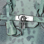 Designer Inspired - 100% Genuine Leather Snakeskin Pattern Crossbody Bag - Green