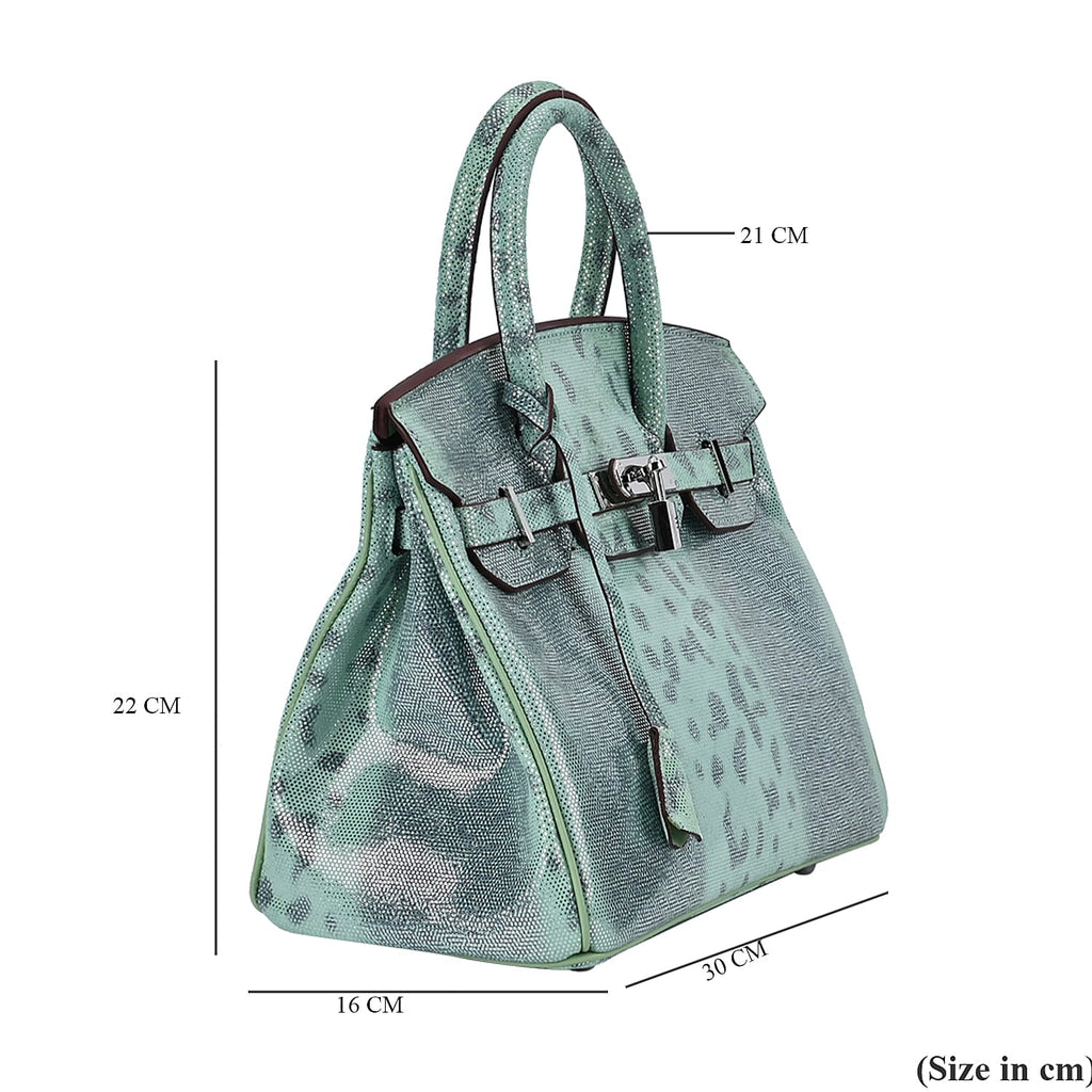 Designer Inspired - 100% Genuine Leather Snakeskin Pattern Crossbody Bag - Green