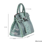 Designer Inspired - 100% Genuine Leather Snakeskin Pattern Crossbody Bag - Green