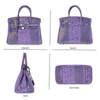 Designer Inspired - 100% Genuine Leather Snakeskin Pattern Crossbody Bag - Purple