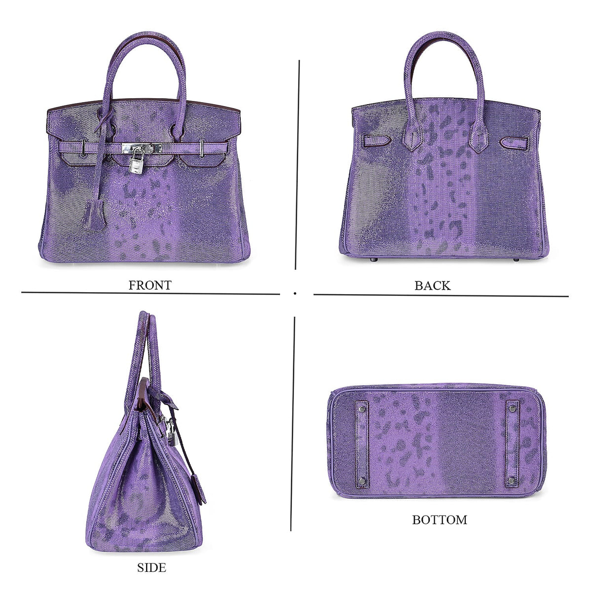 Designer Inspired - 100% Genuine Leather Snakeskin Pattern Crossbody Bag - Purple V32575524 2