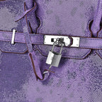 Designer Inspired - 100% Genuine Leather Snakeskin Pattern Crossbody Bag - Purple