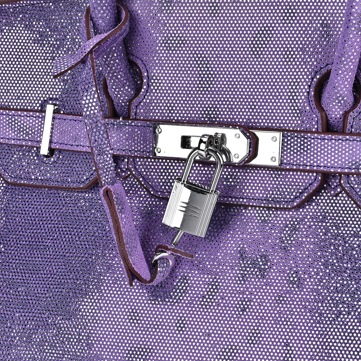 Designer Inspired - 100% Genuine Leather Snakeskin Pattern Crossbody Bag - Purple V32575524 5