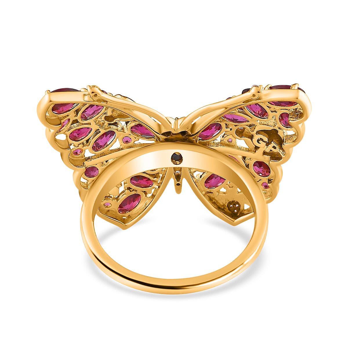 GP Italian Garden Collection - Rhodolite Garnet, Citrine, White Zircon Butterfly Ring in Platinum and 18K Vermeil Yellow Gold Plated Sterling Silver 7674018 4