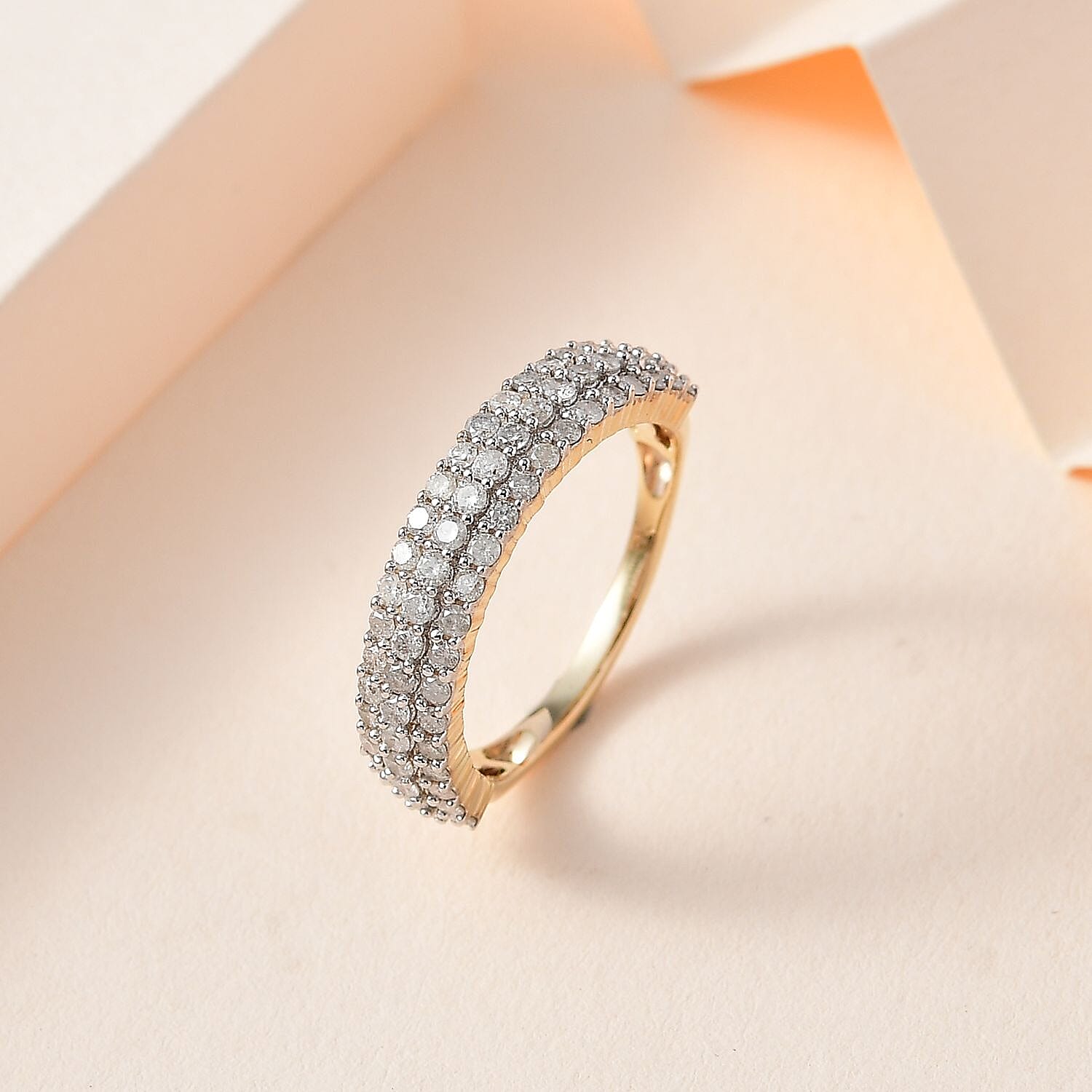 9K Yellow Gold Diamond Cluster Ring 0.95 Ct 7674283 1