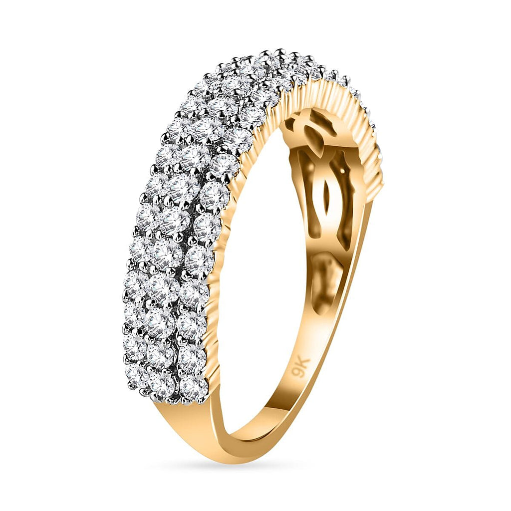 9K Yellow Gold Diamond Cluster Ring 1.0 Ct