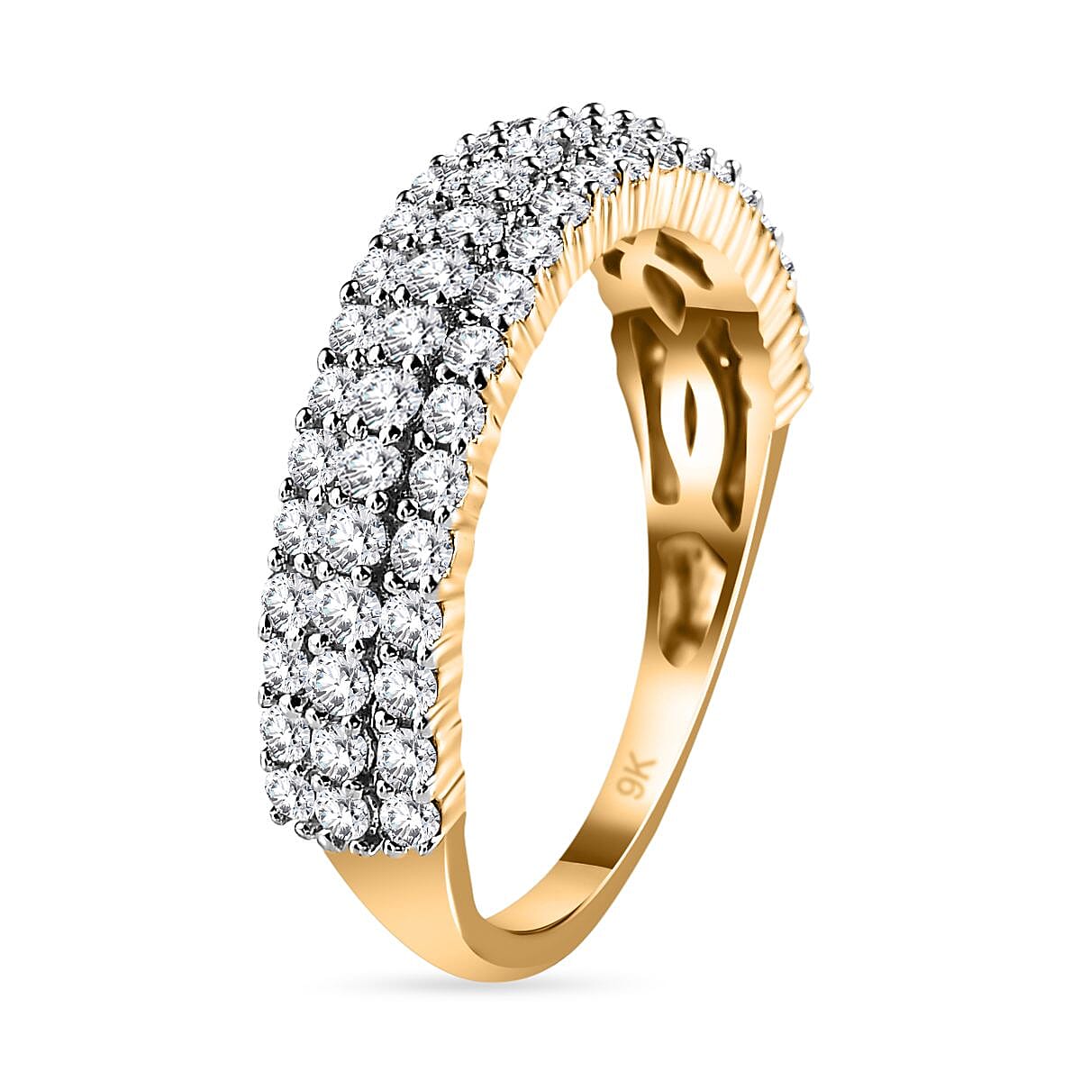 9K Yellow Gold Diamond Cluster Ring 0.95 Ct 7674283 3