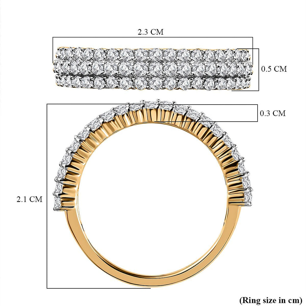 9K Yellow Gold Diamond Cluster Ring 1.0 Ct