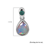Ethiopian Welo Opal & Zambian Emerald Dangle Earrins in Rhodium Overlay Sterling Silver 2.22 Ct