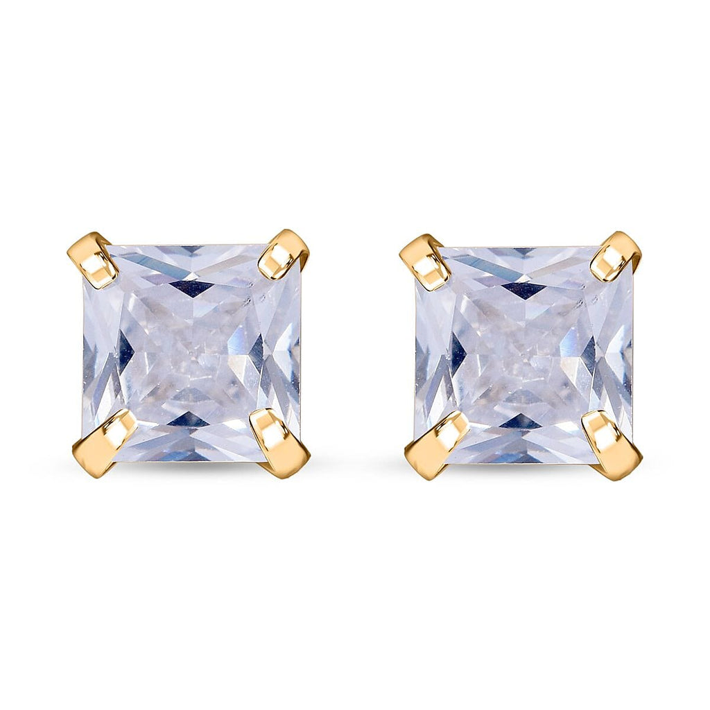 9K Yellow Gold Cubic Zirconia Solitaire Stud Earrings