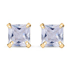 9K Yellow Gold Cubic Zirconia Solitaire Stud Earrings